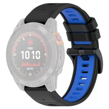 Garmin Fenix 7X / 7X Pro / 6X QuickFit 26mm silikonarmband med dubbla färger - Svart + Blå