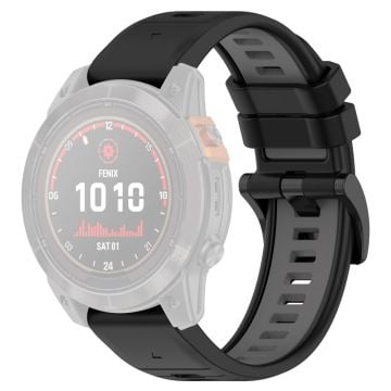 Garmin Fenix 7S / 7S Pro / 6S QuickFit 20mm silikonarmband för klocka med dubbla färger - Svart + Grå