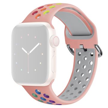 KALEBOL Apple Watch Series 41mm - 40mm - 38mm Universal mjukt silikonarmband - Rosa + Regnbåge