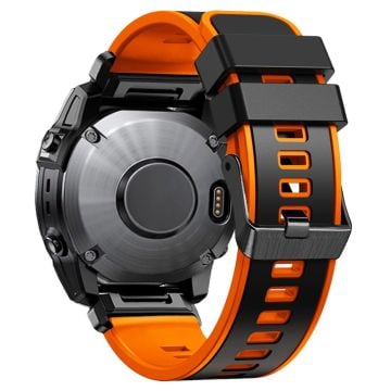 KALEBOL KLB-SSGJ-001 Garmin Fenix 7X / 7X Pro Silikon Klockarmband 26mm Armband Tvåfärgad - Svart + Orange