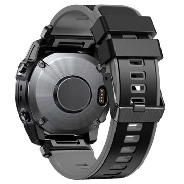 KALEBOL KLB-SSGJ-001 Garmin Fenix 7X / 7X Pro Silikon Klockarmband 26mm Armband Tvåfärgad - Svart + Grå