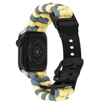 Apple Watch Series 41mm - 40mm - 38mm Universal Nylon Rope Watch Band Dual Color - Gul + Grå