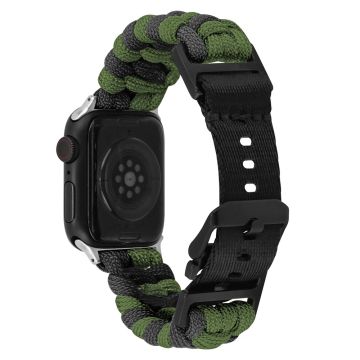 Apple Watch Series 41mm - 40mm - 38mm Universal Nylon Rope Watch Band Dual Color - Militärgrön + Svart