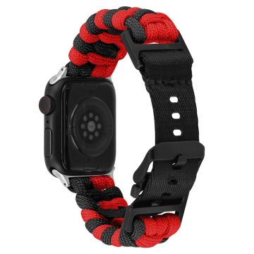 Apple Watch Series 41mm - 40mm - 38mm Universal Nylon Rope Watch Band Dual Color - Röd + Svart