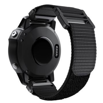 Garmin Fenix 7X / 7X Pro / 6X QuickFit 26mm klockarmband Nylon Loop Justerbart handledsband - Svart