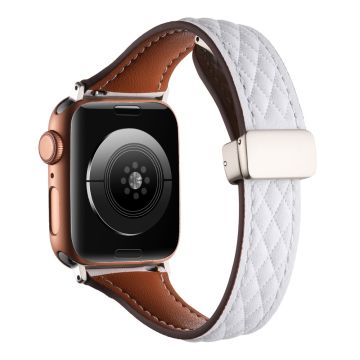 Klockarmband Apple Watch Series 41mm - 40mm - 38mm Universal Genuine Cow Leather Strap - Vit