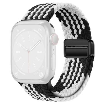 Apple Watch Series 41mm - 40mm - 38mm Universal Nylon klockarmband Magnetiskt armband - Svart + Vit