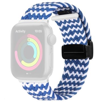 Apple Watch Series 41mm - 40mm - 38mm Universal Nylon klockarmband Magnetiskt armband - Våg / Blå + Vit