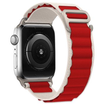 KALEBOL Apple Watch Series 41mm - 40mm - 38mm Universal klockarmband Nylon Loop Band - Vit + Röd