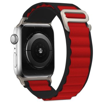 KALEBOL Apple Watch Series 41mm - 40mm - 38mm Universal klockarmband Nylon Loop Band - Svart + Röd