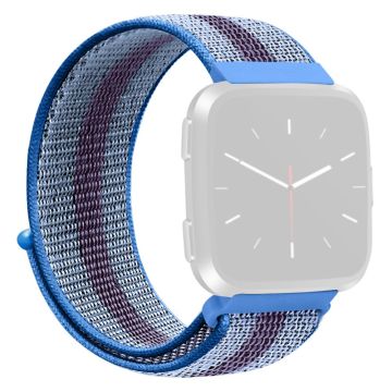 KALEBOL KLB-NLHH-001 Fitbit Versa 3 / Versa 4 / Sense / Sense 2 Klockarmband Nylon Loop Strap - Randig Blå