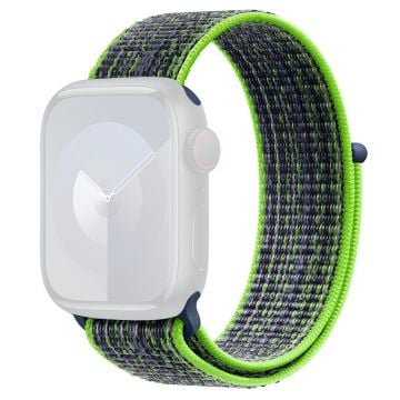 KALEBOL Apple Watch Series 41mm - 40mm - 38mm Universal Nylon Loop Watch Band - Bright Green+Blue