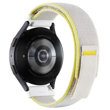 KALEBOL KLB-YJNLHH-001 Samsung Galaxy Watch6 / Watch6 Classic Nylon Straps 20mm Watch Band Loop Fastener - Yellow+Beige