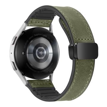 Samsung Gear Sport / Huawei Watch GT 3 42mm Magnetiskt klockarmband i äkta koskinn, 20mm - Militärgrön