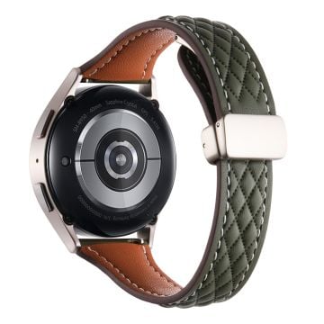 Samsung Galaxy Watch6 Classic / Watch6 Watch Strap 20mm Folding Buckle Genuine Cow Leather Band - Olive Green