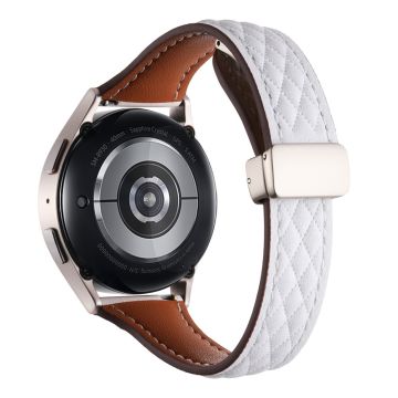 Samsung Galaxy Watch3 45mm / Huawei Watch GT 4 46mm Watch Band 22mm Genuine Cow Leather Strap - White