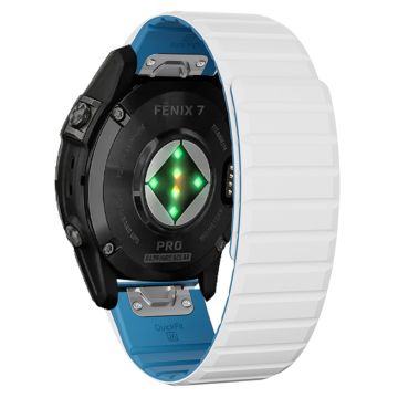 Garmin Fenix 5 / 5X / 6X / 7X ersättningsarmband 26mm Dual Color Silicone Smart Klockarmband - Vit / Blå