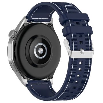 Samsung Galaxy Watch3 45mm / Huawei Watch GT 4 46mm Klockarmband 22mm Silikon och Nylon Armband - Midnattsblå