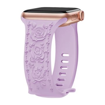 Apple Watch Series 41mm - 40mm - 38mm silikonarmband med rosenprägling - Lavendel