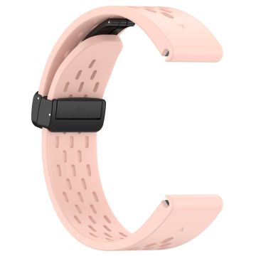 KALEBOL KLB-DDGJ-001 Garmin Fenix 7S / 7S Pro QuickFit 20 mm silikonband magnetiskt vikbart spänne klockarmband - Ljusrosa