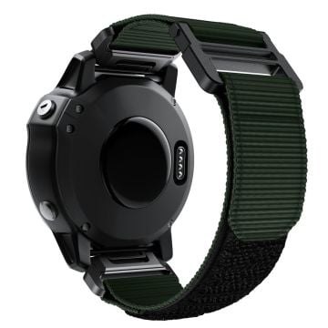 KALEBOL KLB-MSTNL-001 Garmin Fenix 7X / 7X Pro Klockarmband QuickFit 26mm Nylon Loop Strap - Militärgrön