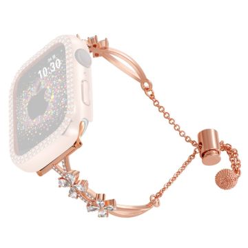 Rhinestone Flower Copper Band Apple Watch Series 49mm - 45mm - 44mm - 42mm Armband - Roséguld