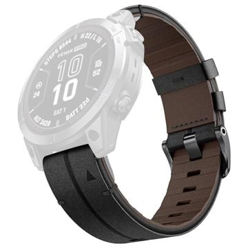 Garmin Fenix 5X 6X 7X Pro Tactix Delta 26 mm klockarmband i äkta läder - Svart