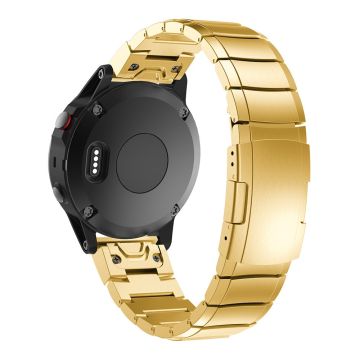 KALEBOL KLB-YZBXG-001 Garmin Fenix 7X / 7X Pro Metal Klockarmband 26 mm klockarmband i rostfritt stål - Guld