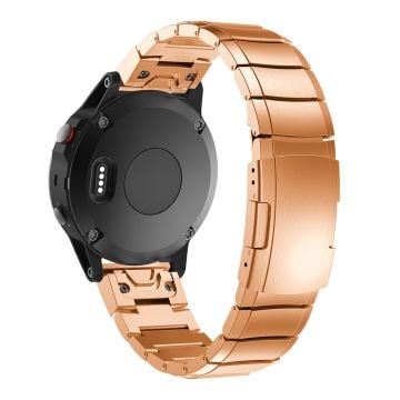 KALEBOL KLB-YZBXG-001 Garmin Fenix 7X / 7X Pro Metal Klockarmband 26 mm klockarmband i rostfritt stål - Roséguld