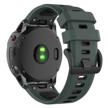 KALEBOL KLB-SSPWGJ-001 Garmin Fenix 7S / 7S Pro / QuickFit Silikon Klockarmband 20mm Ersättningsarmband - Olivgrön / Svart