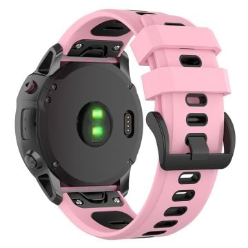 KALEBOL KLB-SSPWGJ-001 Garmin Fenix 7X / 7X Pro / QuickFit Klockarmband 26 mm silikonarmband - Rosa / Svart