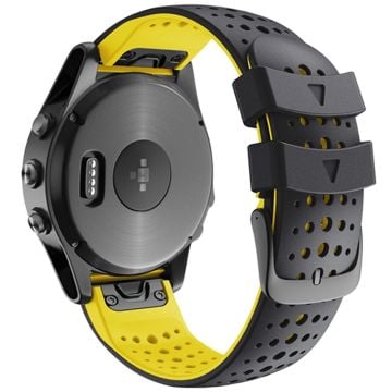 KALEBOL KLB-SSYKGJ-001 Garmin Fenix 7 / 7 Pro klockarmband Dual Color QuickFit 22mm ersättningsarmband - Svart + Gul