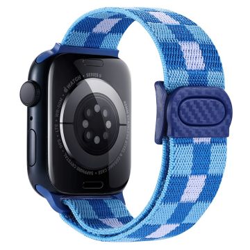 Apple Watch Series 41mm - 40mm - 38mm Klockarmband Elastiskt nylonarmband - Pläd Blå