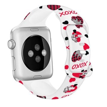 Apple Watch Series 41mm - 40mm - 38mm Sportarmband Silikonmönster Klockarmband - Kramande Panda / Vit 01