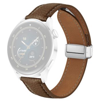 Samsung Galaxy Watch3 45mm / Huawei Watch GT 4 46mm läderarmband 22mm magnetiskt klockarmband - Gråbrun