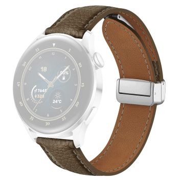 Samsung Galaxy Watch3 45mm / Huawei Watch GT 4 46mm läderarmband 22mm magnetiskt klockarmband - Lergrå