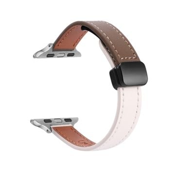 Apple Watch Series 41mm - 40mm - 38mm Klockarmband Mikrofiber Läderarmband - Beige Aprikos + Karamell