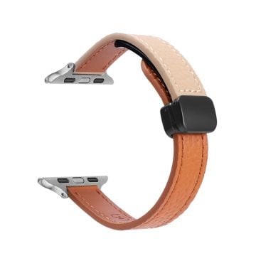 Apple Watch Series 41mm - 40mm - 38mm Magnetiskt läderarmband i mikrofiber - Orange + Aprikos