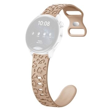 Samsung Galaxy Watch6 Classic 47mm / 43mm / Garmin Venu Sq 2 20mm Silicone Watch Band Leopard Printed - Milk Tea