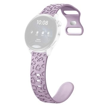 Samsung Galaxy Watch6 Classic 47mm / 43mm / Garmin Venu Sq 2 20mm Silicone Watch Band Leopard Printed - Lavender