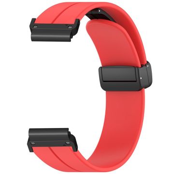 Coros Vertix 2 / Garmin Fenix 7X / 6X / 5X 26mm Watch Band Magnetic Buckle Silicone Strap - Red