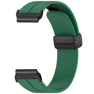 Coros Vertix 2 / Garmin Fenix 7X / 6X / 5X 26mm Watch Band Magnetic Buckle Silicone Strap - Army Green