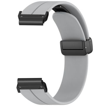 Coros Vertix 2 / Garmin Fenix 7X / 6X / 5X 26mm Watch Band Magnetic Buckle Silicone Strap - Grey