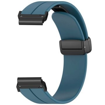 Coros Vertix 2 / Garmin Fenix 7X / 6X / 5X 26mm Watch Band Magnetic Buckle Silicone Strap - Cyan