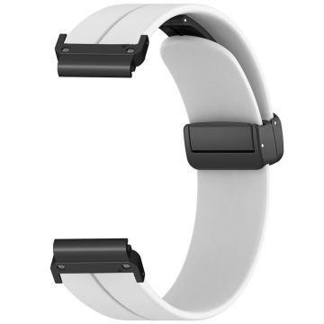 Garmin Fenix 7 / 6 / 5 22mm Wrist Strap Flexible Silicone Watch Band with Magnetic Buckle - White