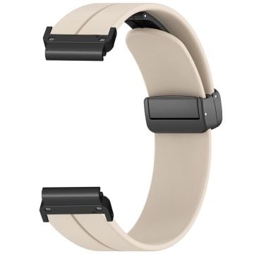 Garmin Fenix 7 / 6 / 5 22mm Wrist Strap Flexible Silicone Watch Band with Magnetic Buckle - Vintage White