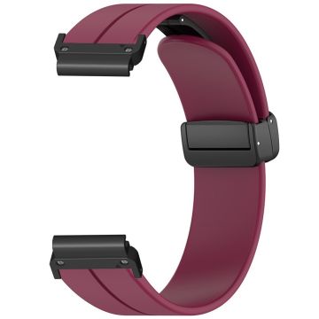 Garmin Fenix 7 / 6 / 5 22mm Wrist Strap Flexible Silicone Watch Band with Magnetic Buckle - Wine Red