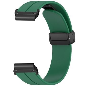 Garmin Fenix 7 / 6 / 5 22mm Wrist Strap Flexible Silicone Watch Band with Magnetic Buckle - Army Green