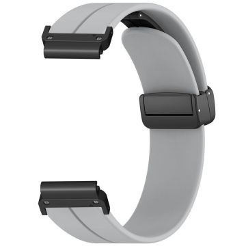 Garmin Fenix 7 / 6 / 5 22mm Wrist Strap Flexible Silicone Watch Band with Magnetic Buckle - Grey