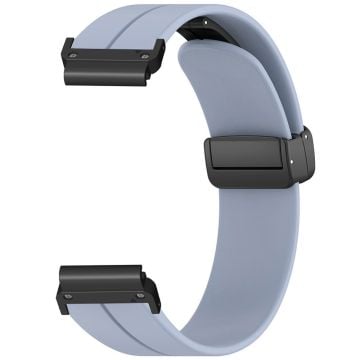 Garmin Fenix 7 / 6 / 5 22mm Wrist Strap Flexible Silicone Watch Band with Magnetic Buckle - Lavender Grey